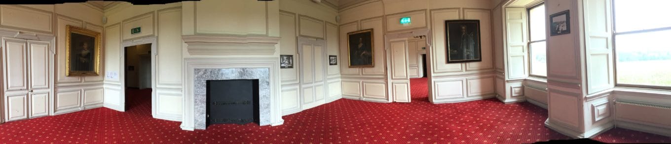 Wide panoramic image of the 2 panelled rooms