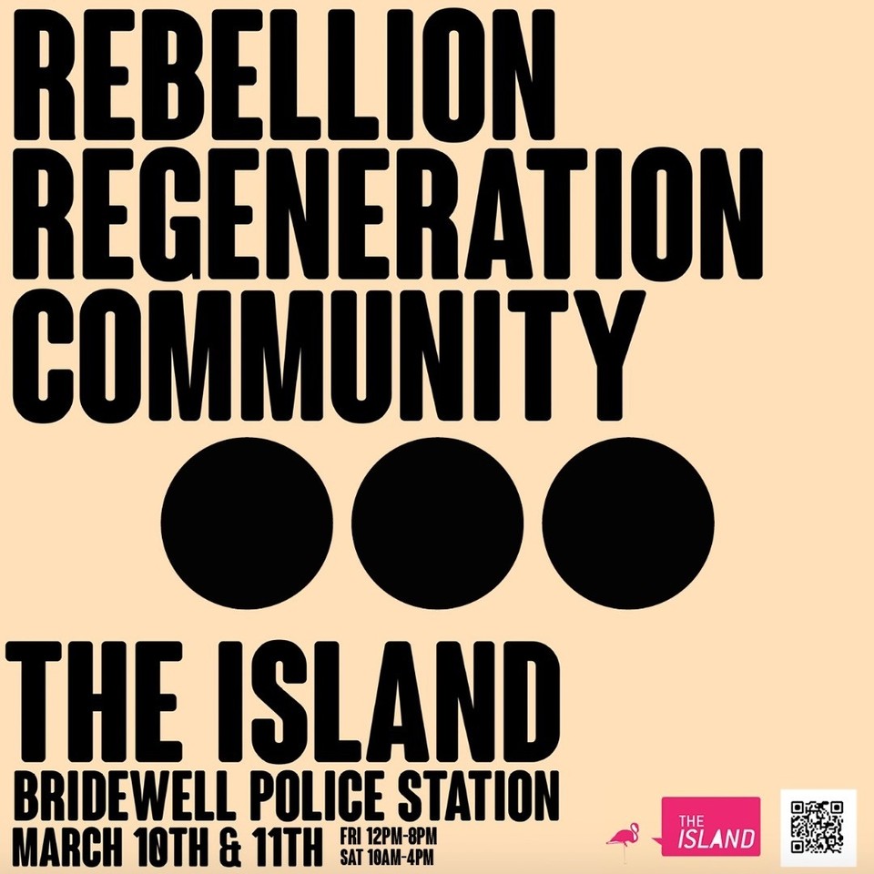 Text based poster design for the Rebellion, Regeneration, COmmunity exhibition