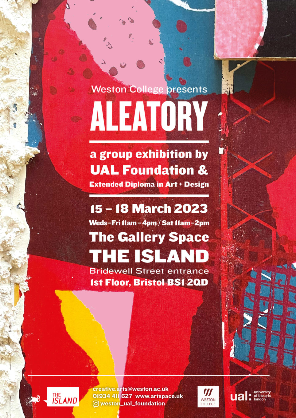 Poster design for Aleatory exhibition featuring abstract ink prints