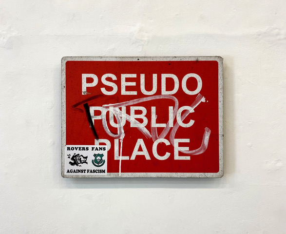 photo of a street sign reading 'pseudo public place'