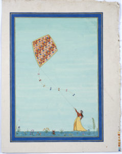 Painting of a woman flying a kite