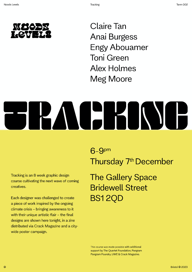 Text based poster design for the Tracking exhibition
