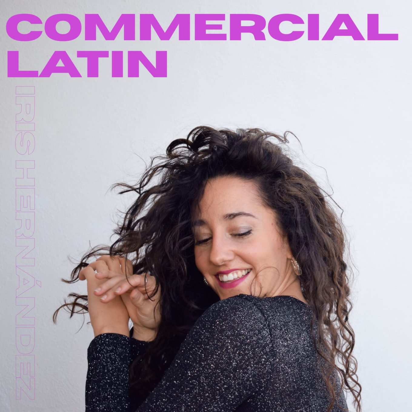 Poster design for commercial latin beginners dance class featuring headshot of a curly haired lady smiling