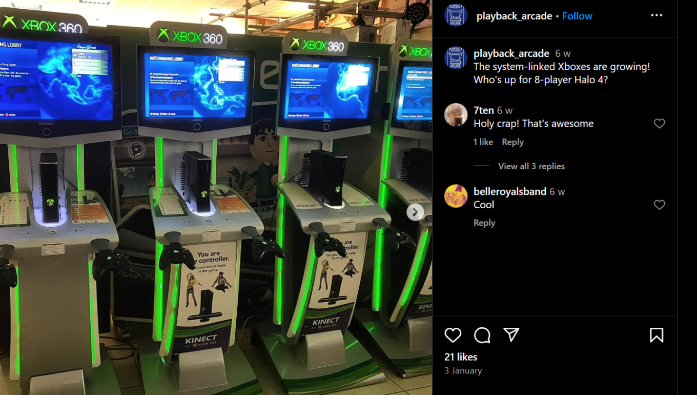 A line of Xbox arcade games