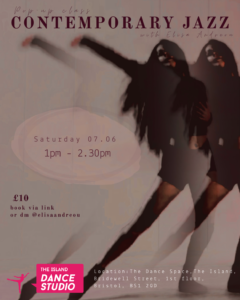 Poster design for a jazz dance class with a duplicated photo of a dancer striking a pose
