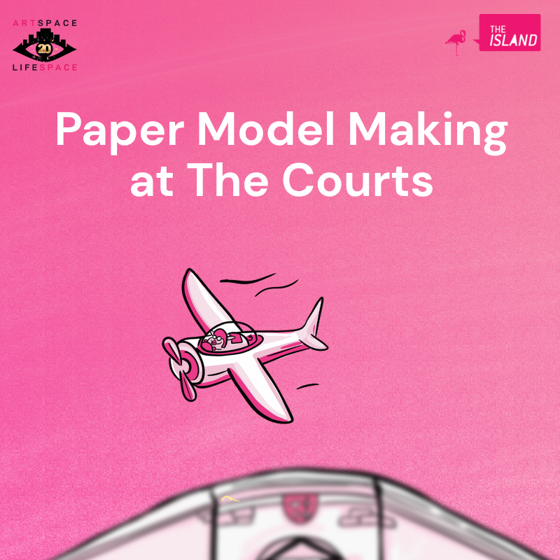 Illustration of a plane flying above a building