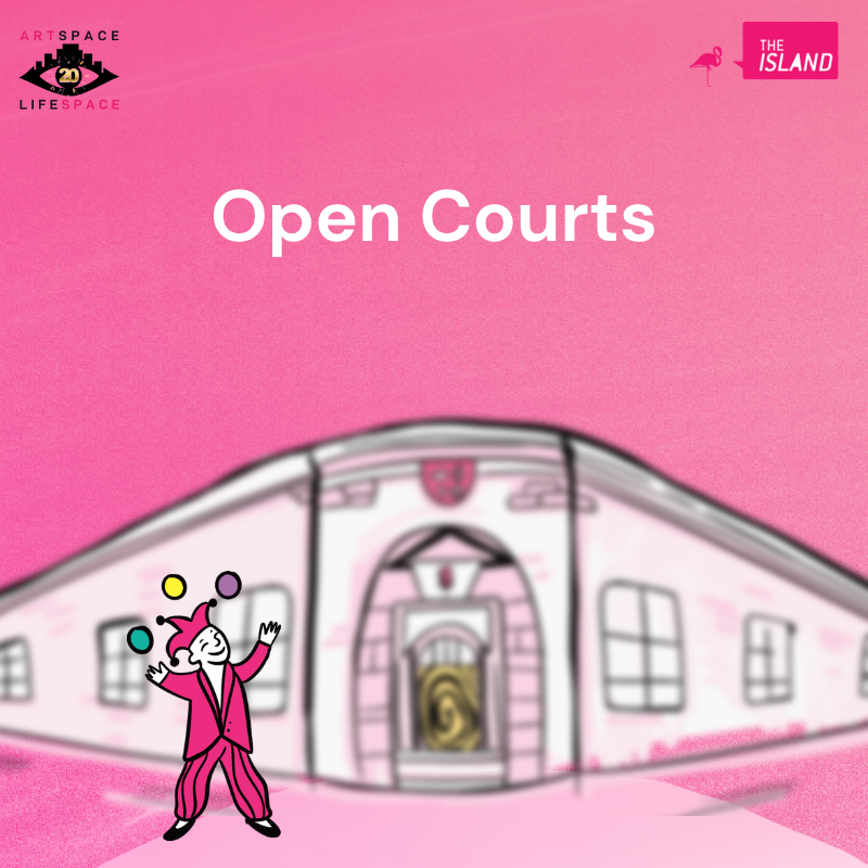 Illustration of a clown juggling on a building